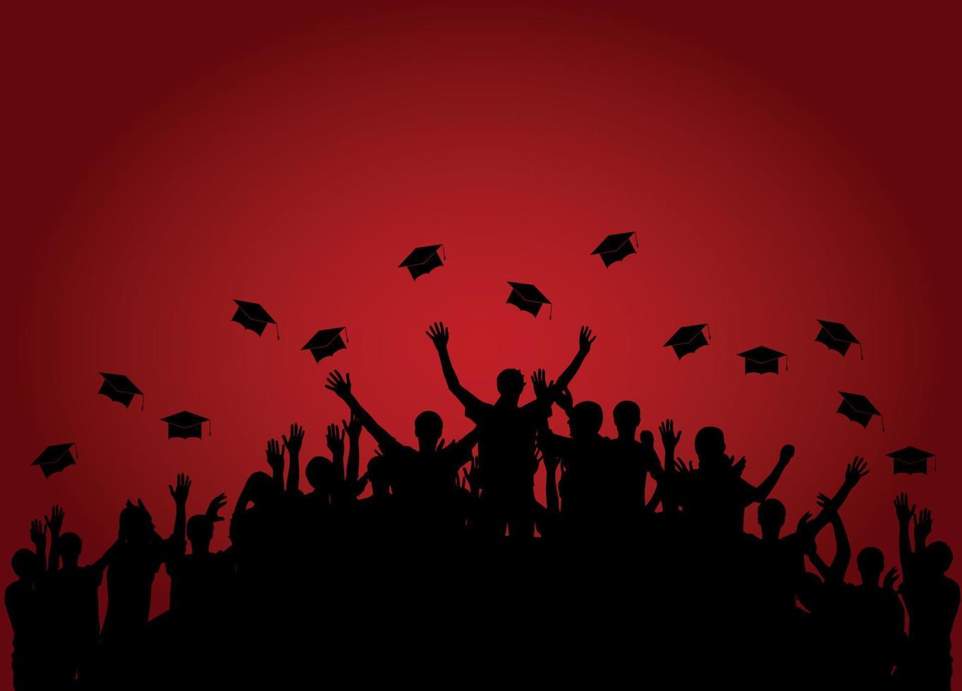 Graduates, People throw square academic cap, oxford cap. vector