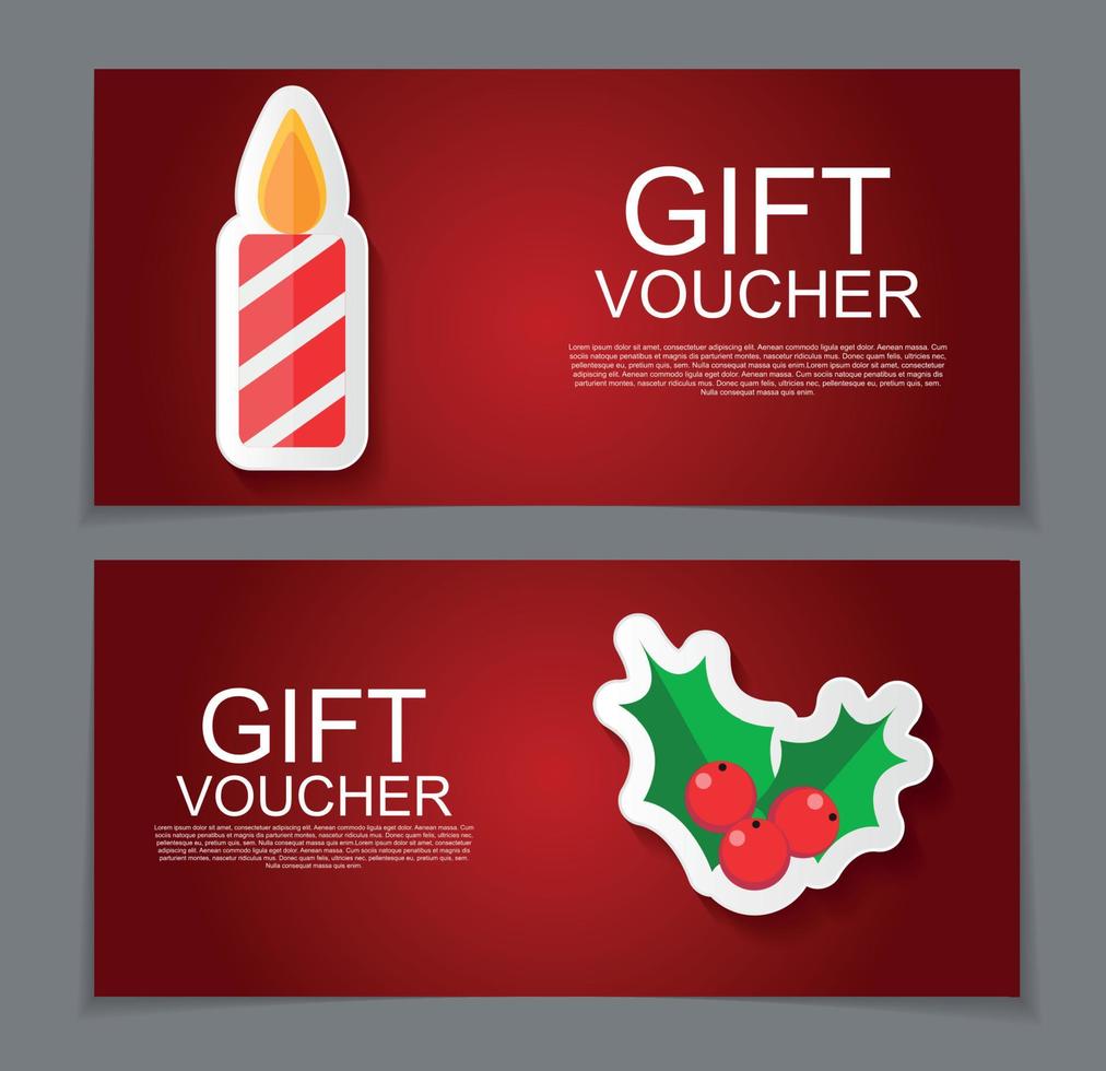 Gift Voucher Template for Christmas and New Year Discount Coupon  Vector Illustration