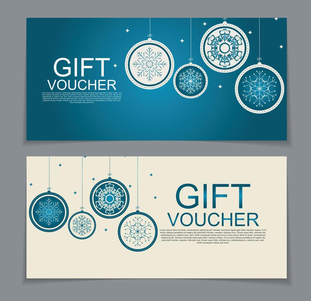 Gift Voucher Template for Christmas and New Year Discount Coupon  Vector Illustration