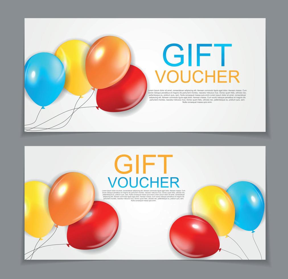 Gift Voucher Template Balloon Discount Coupon. Vector Illustration