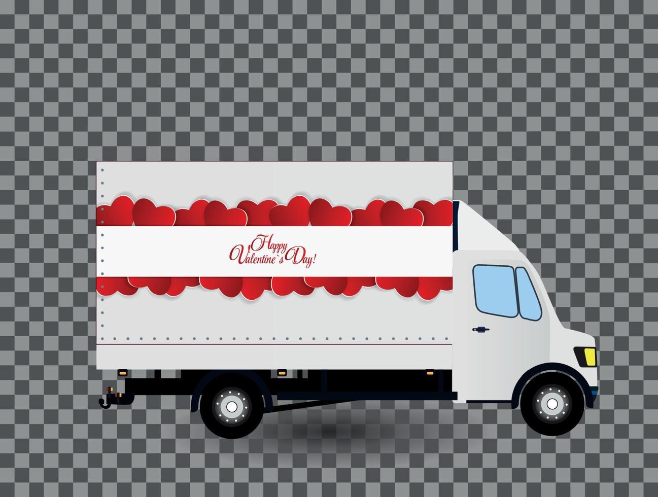 Red Small truck. Silhouette. Vector Illustration.