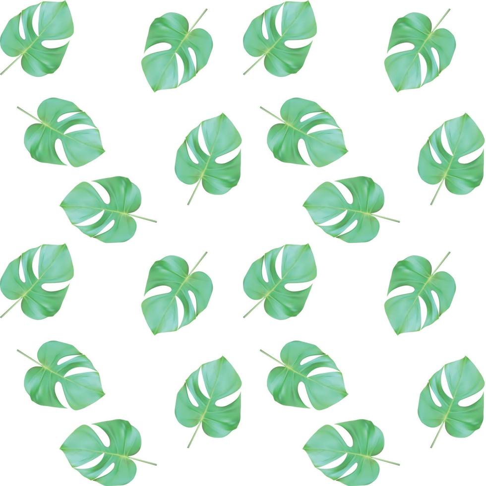 Seammles Pattern. Colorful naturalistic green leaves on branch. Vector Illustration