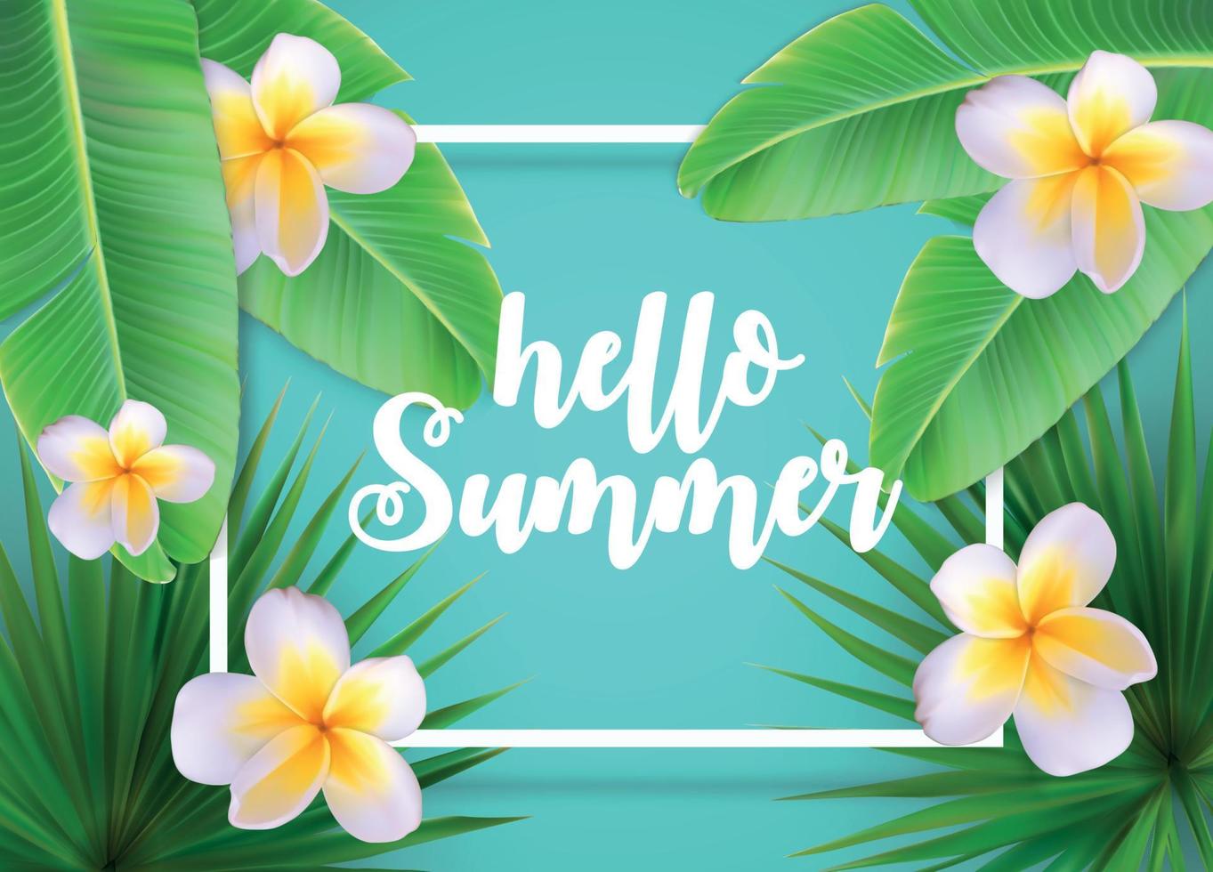 Hola fondo floral natural de verano con ilustración de vector de marco