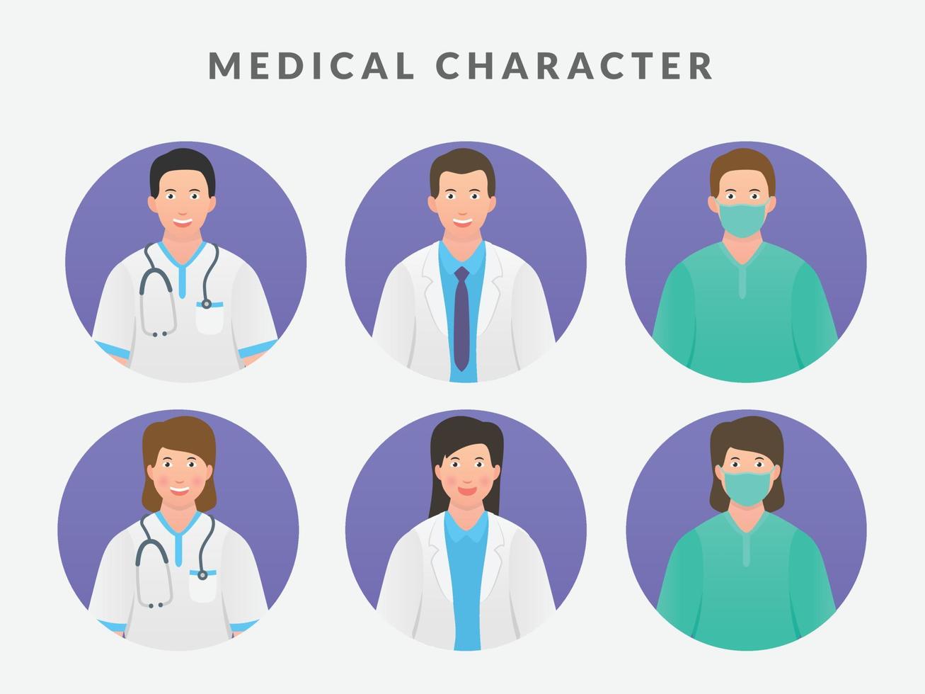 medical character set collection with nurse doctor man and woman with flat style vector