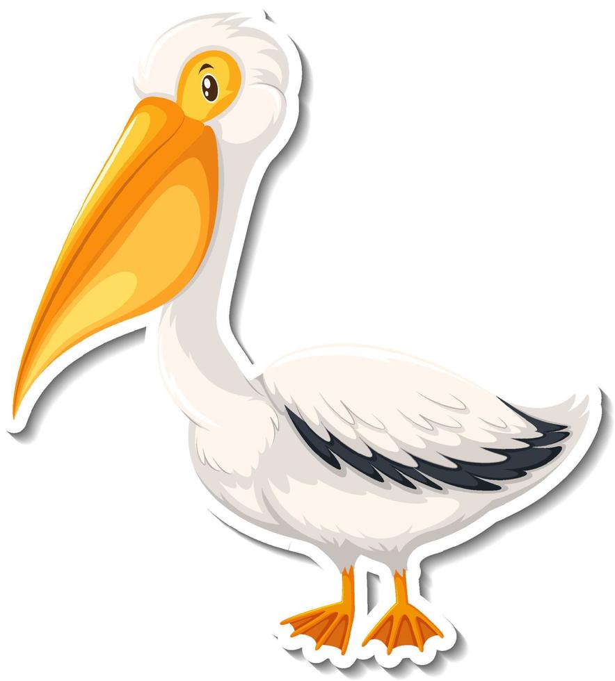 Pelican bird cartoon sticker vector