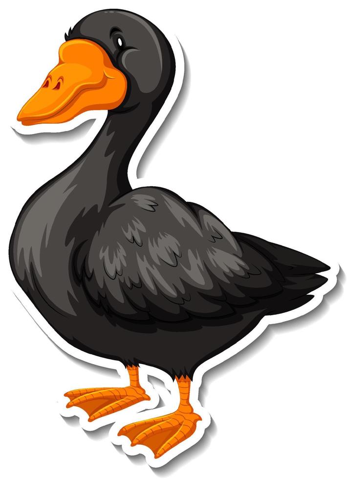 etiqueta engomada de la historieta del animal del pato negro vector