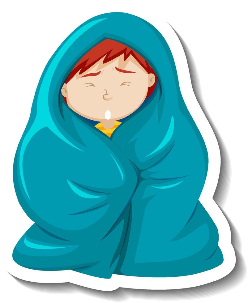 A fever girl shivering in blanket vector