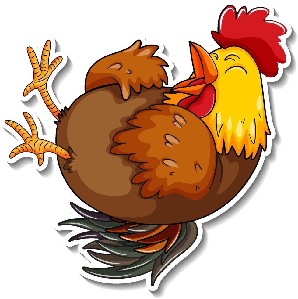 A chicken laughing animal cartoon sticker vector