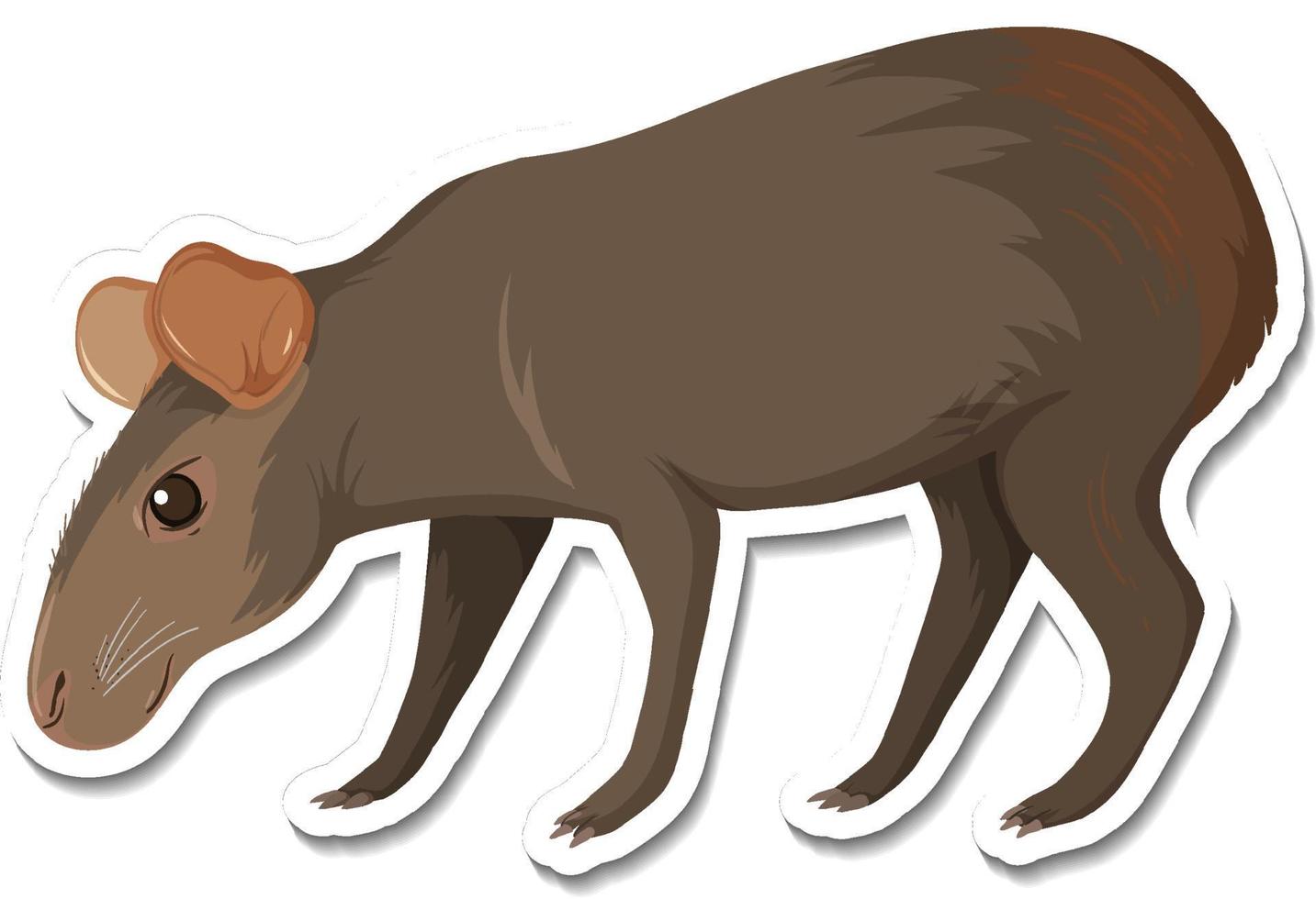 A sticker template of black capybara cartoon character vector