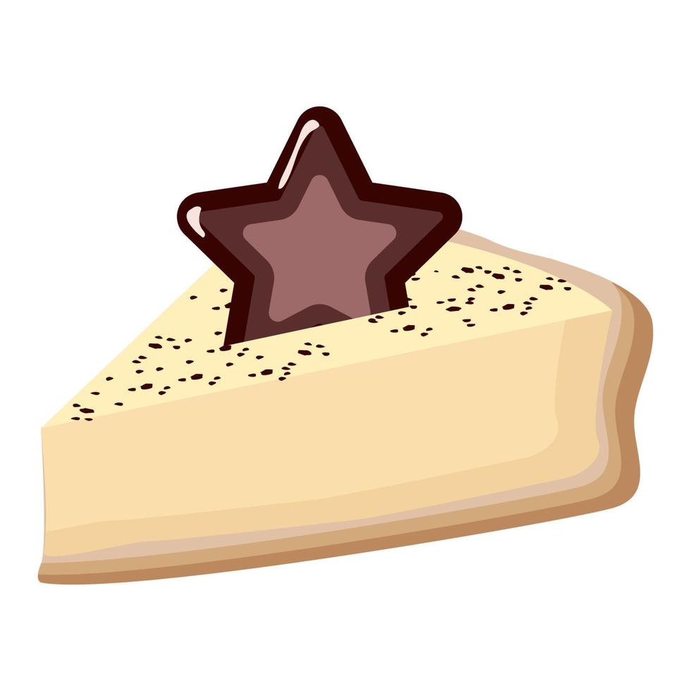 cheese cake with star chocolate cookie vector