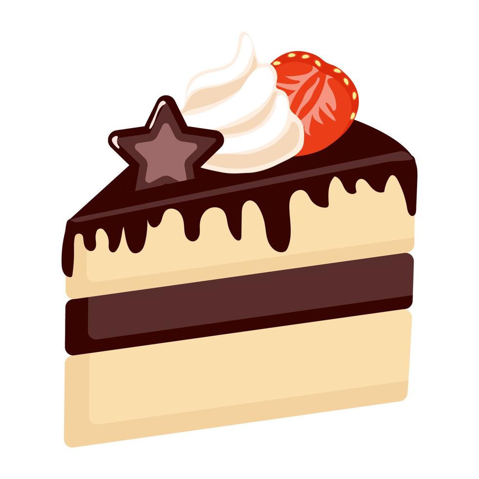 chocolate cheese cake strawberry cream star biscuit vector