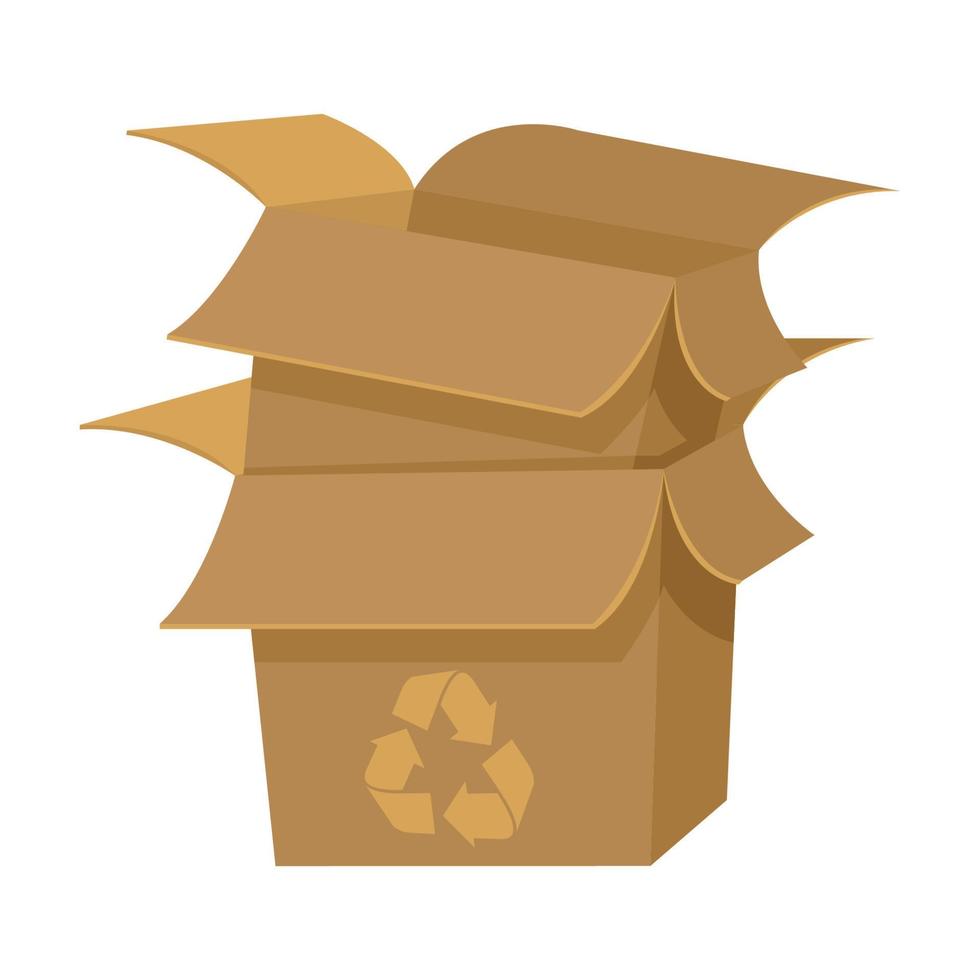 caja de papel vacía con icono de reciclaje vector