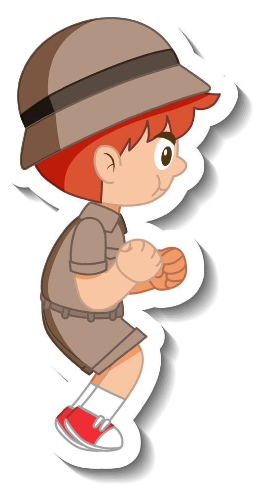 Little boy scout cartoon character sticker vector