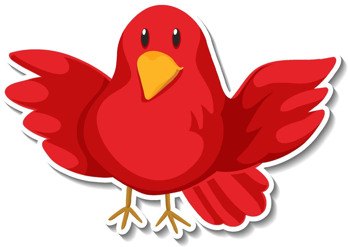 etiqueta engomada de la historieta animal del pequeño pájaro rojo vector