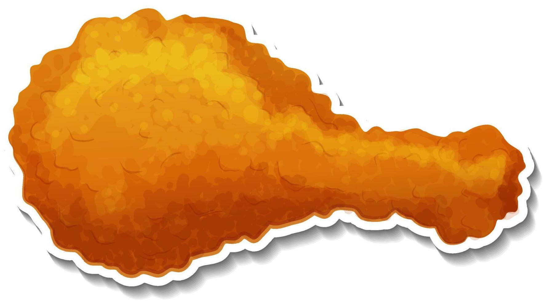 Fried chicken drumstick in cartoon style vector