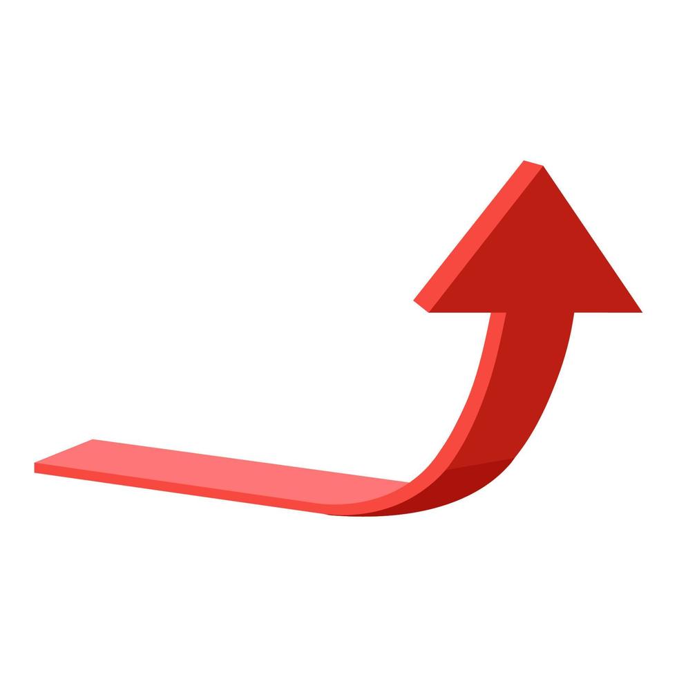 going up red 3D arrow vector