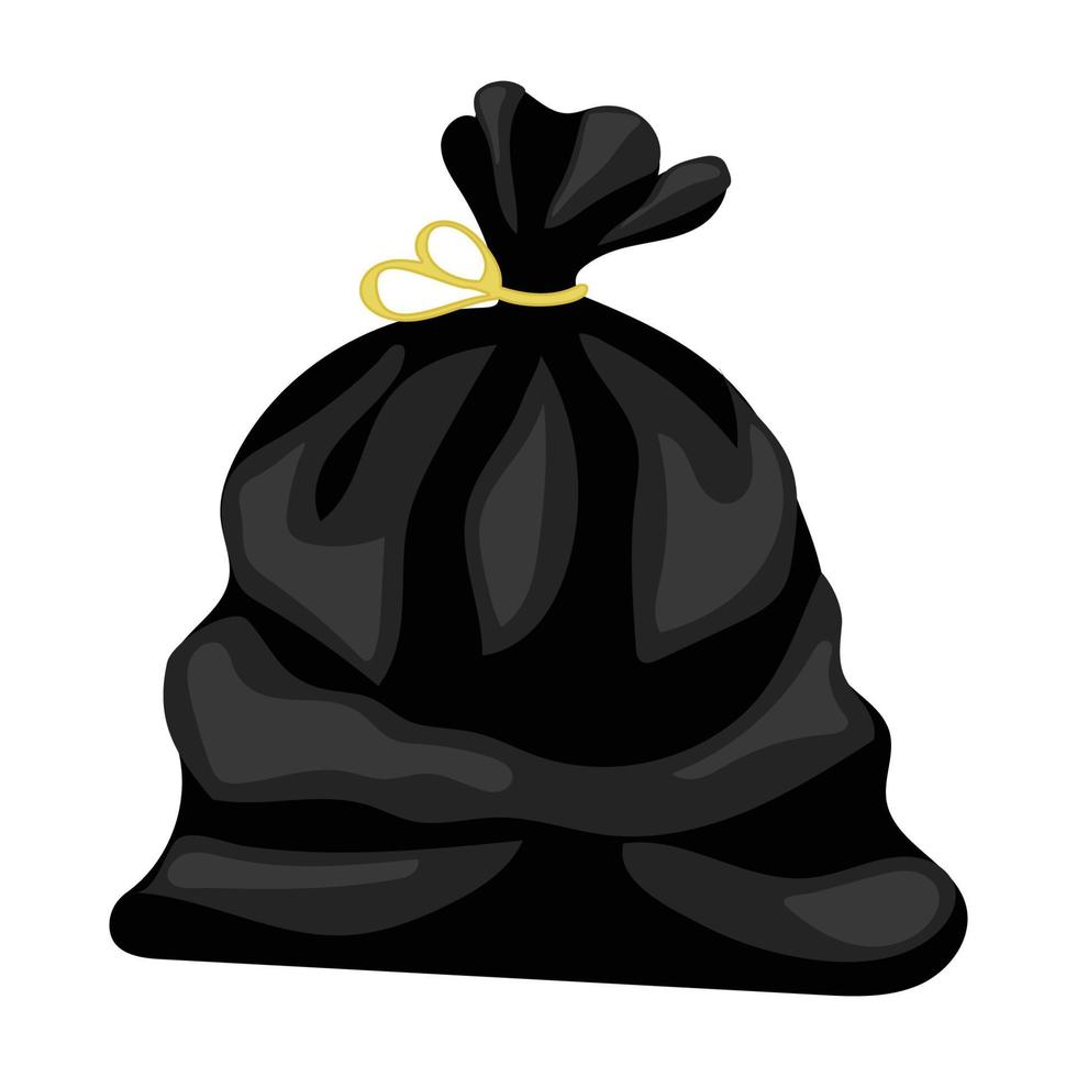 black plastic trash bag vector