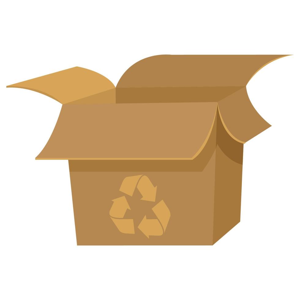 caja de papel vacía con icono de reciclaje vector