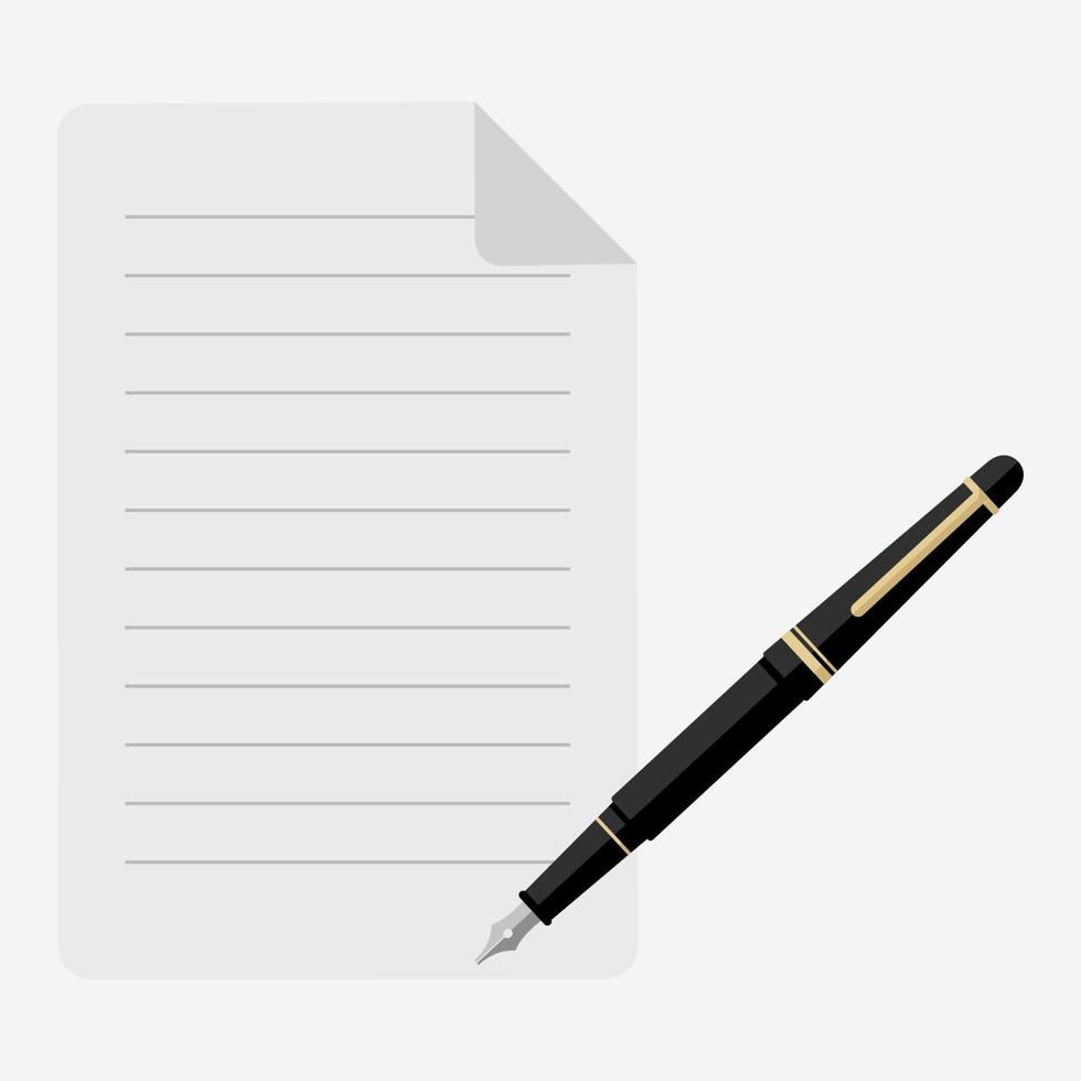 document lined paper and fountain pen vector