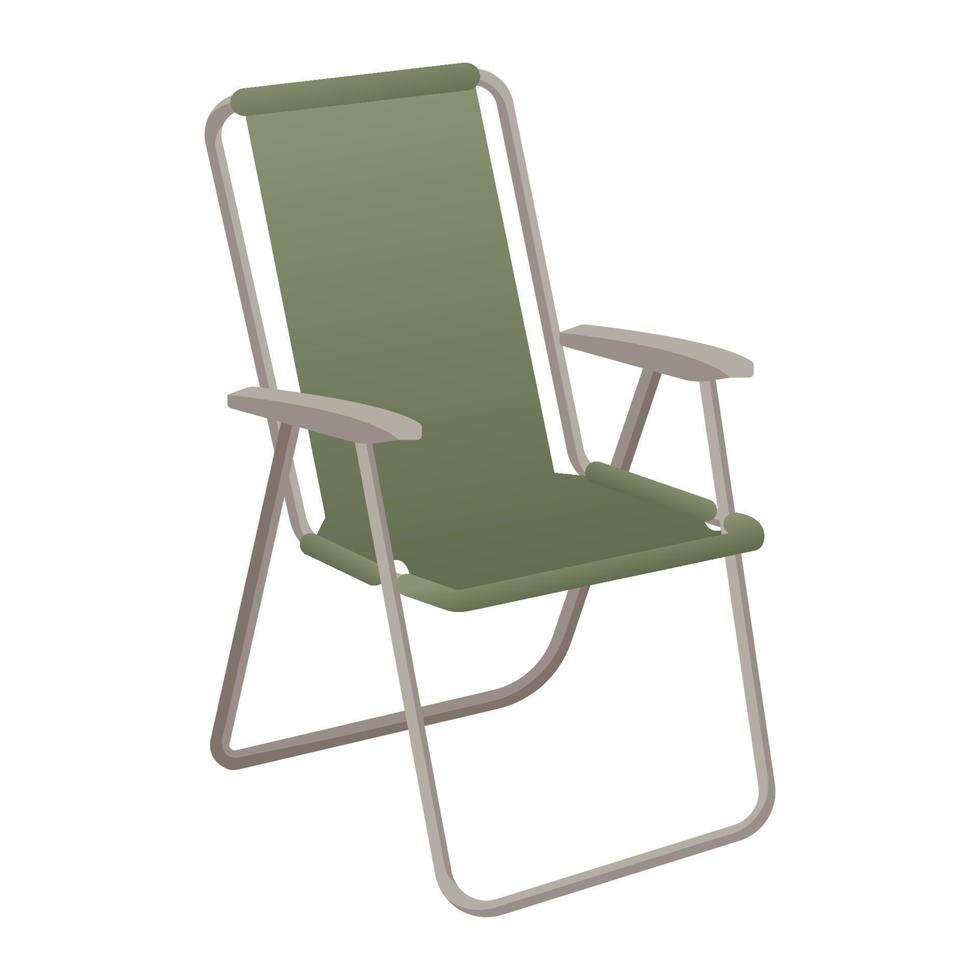 green folded chair for camping vector