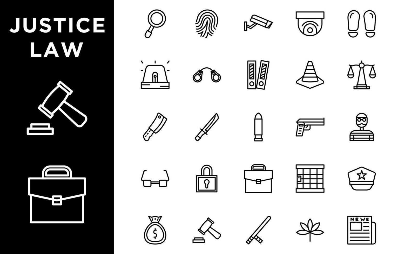 Law and justice icon set for your web design vector