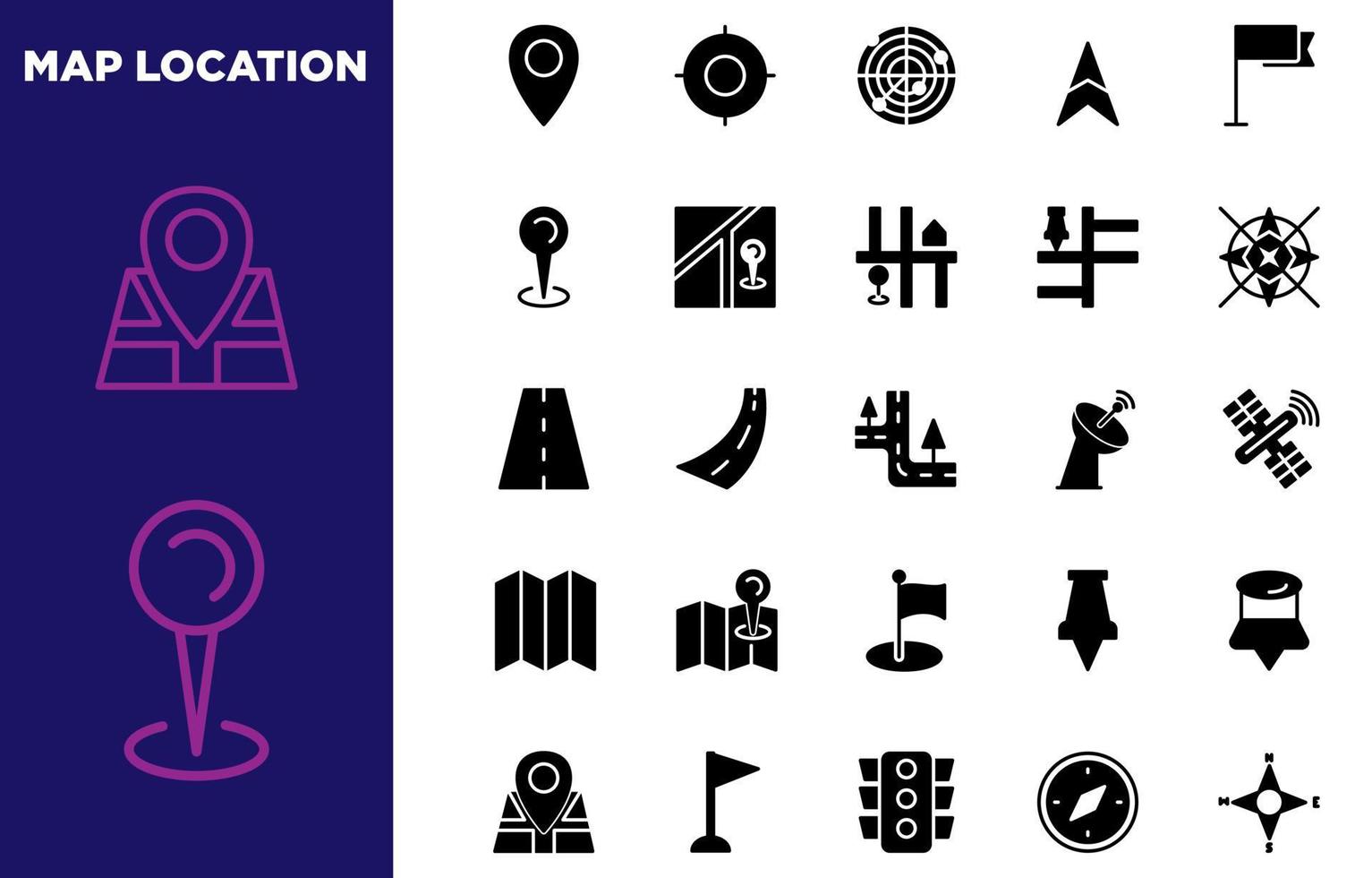 icono de mapa y ubicación conjunto de elementos vectoriales para su diseño vector