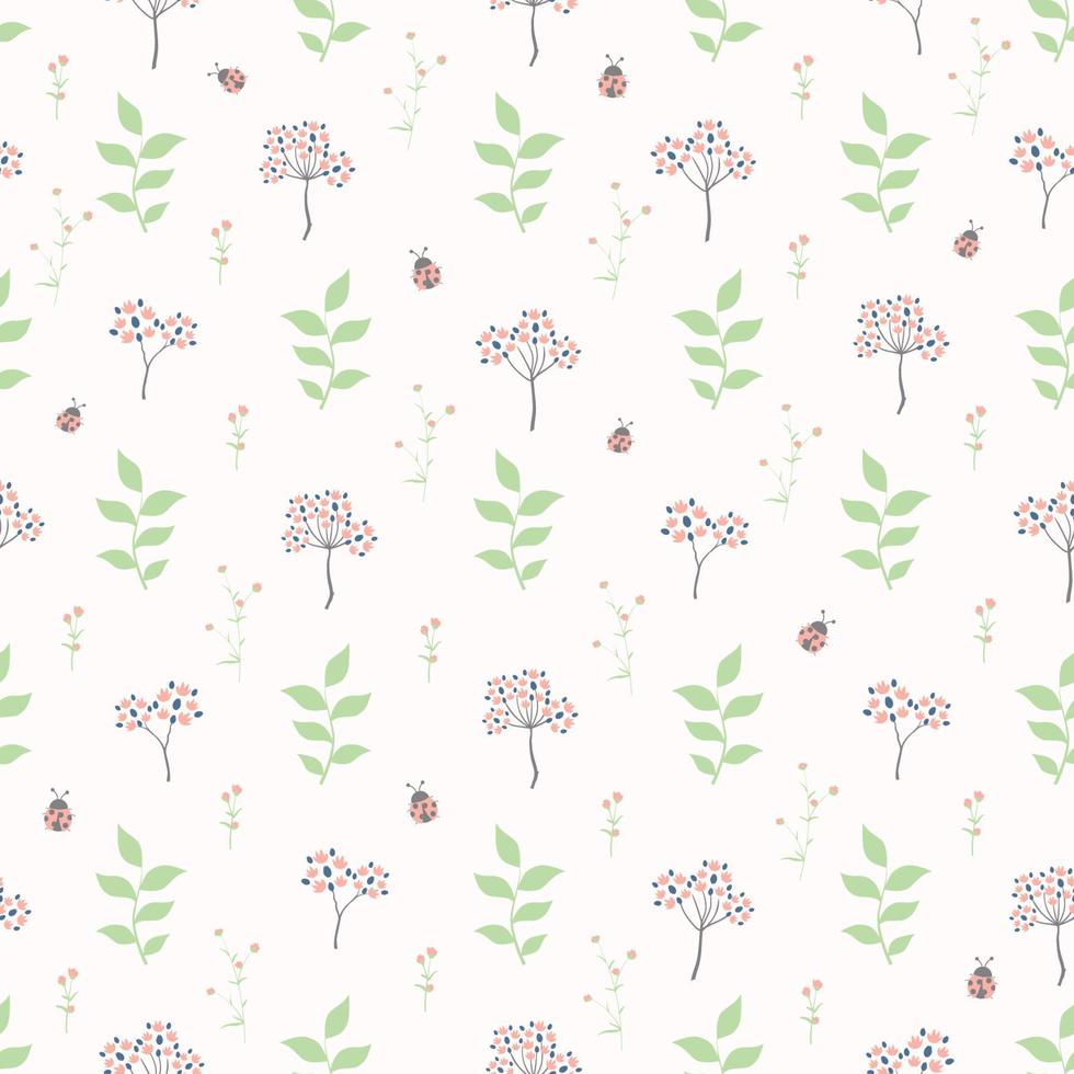 Blooming flower seamless pattern on pink and blue tone vector