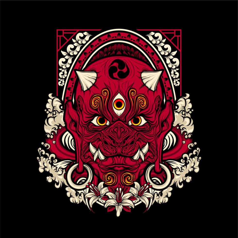 japanese oni mask vector