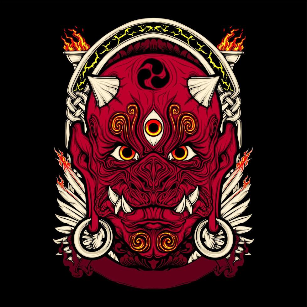 japanese oni mask vector