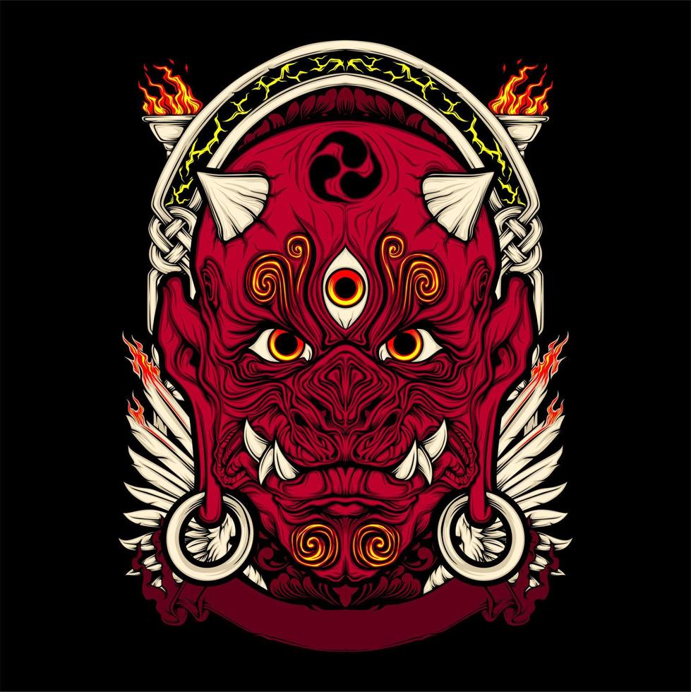 japanese oni mask vector