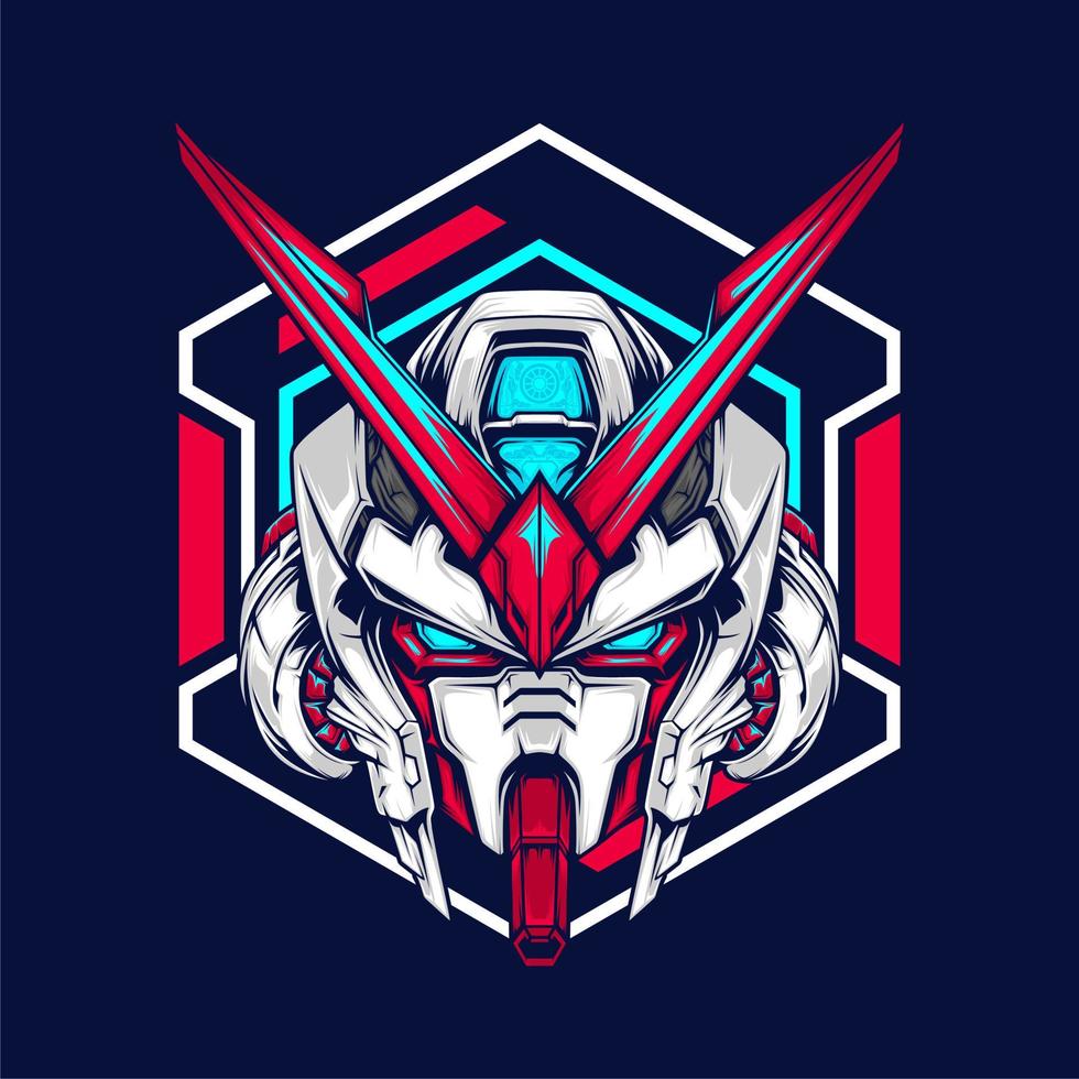 japanese robot head vector