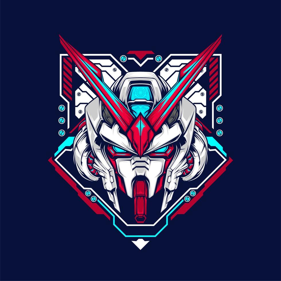 japanese robot head vector