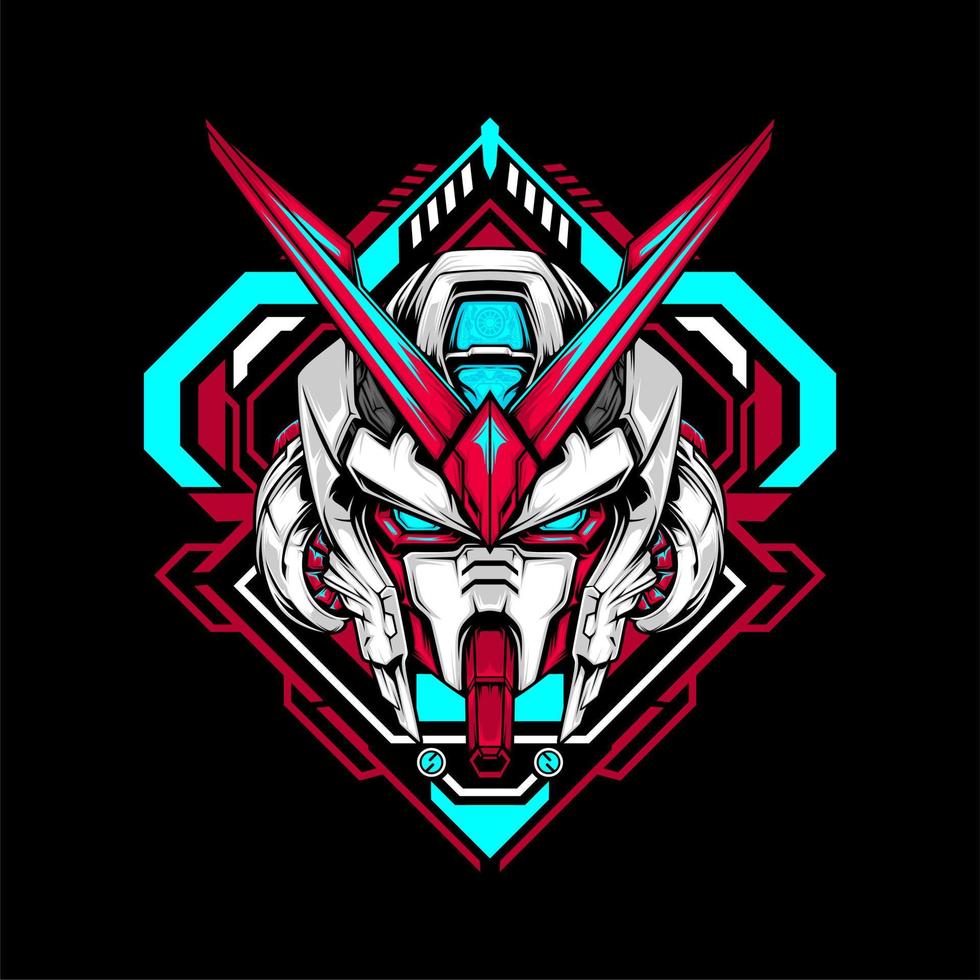 japanese robot head vector