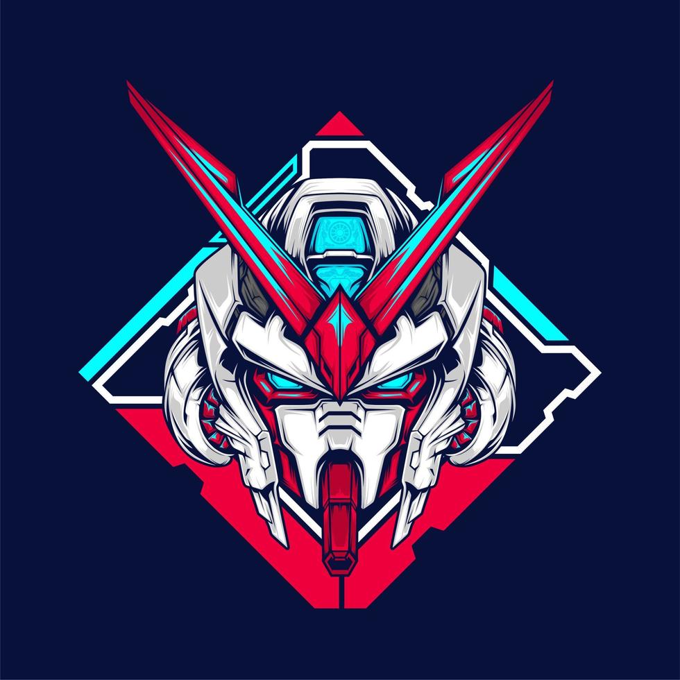 japanese robot head vector