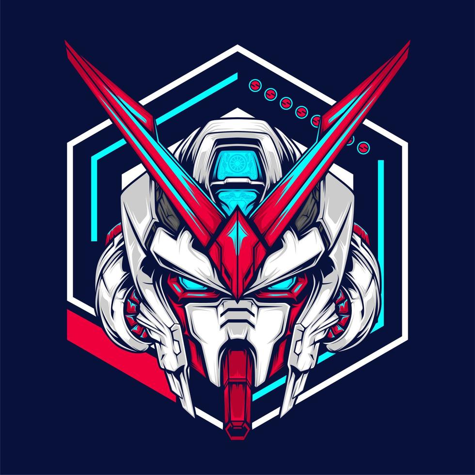 japanese robot head vector