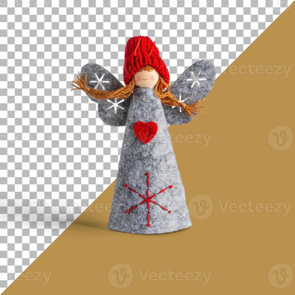 Close up view winter christmas puppet toy isolated photo