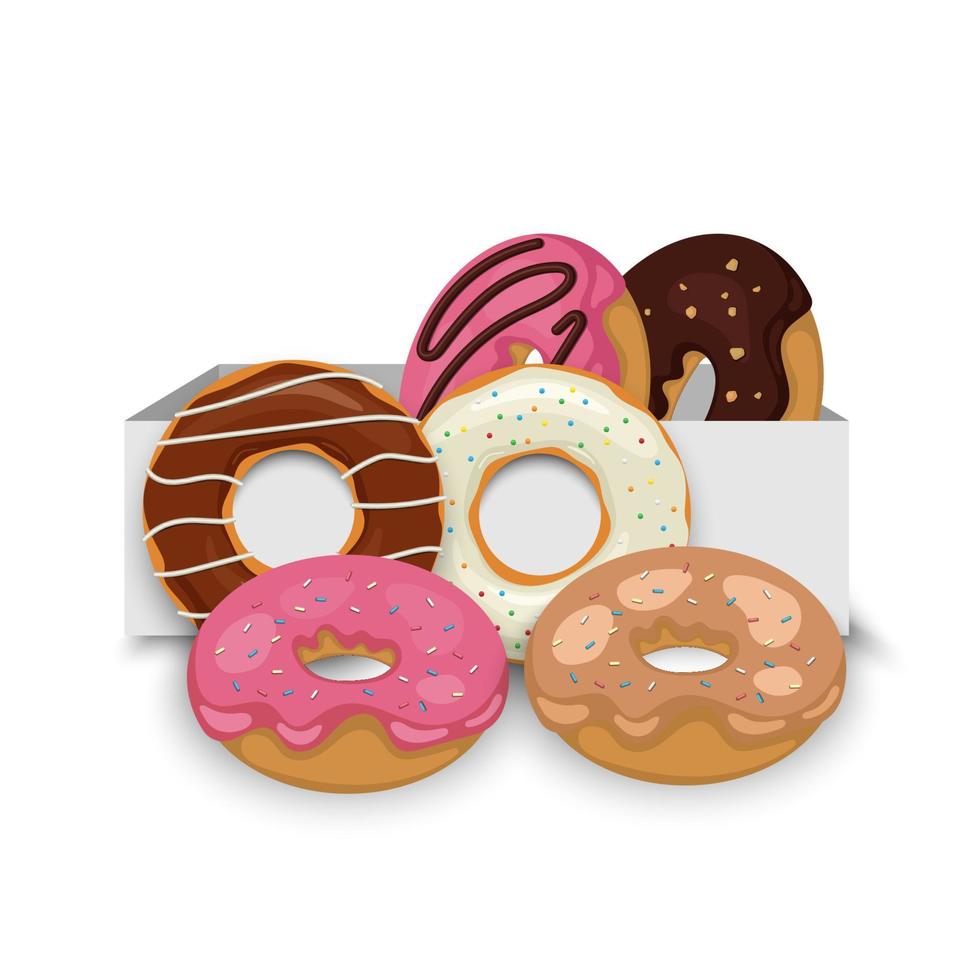 Set of colorful tasty donuts, vector illustration