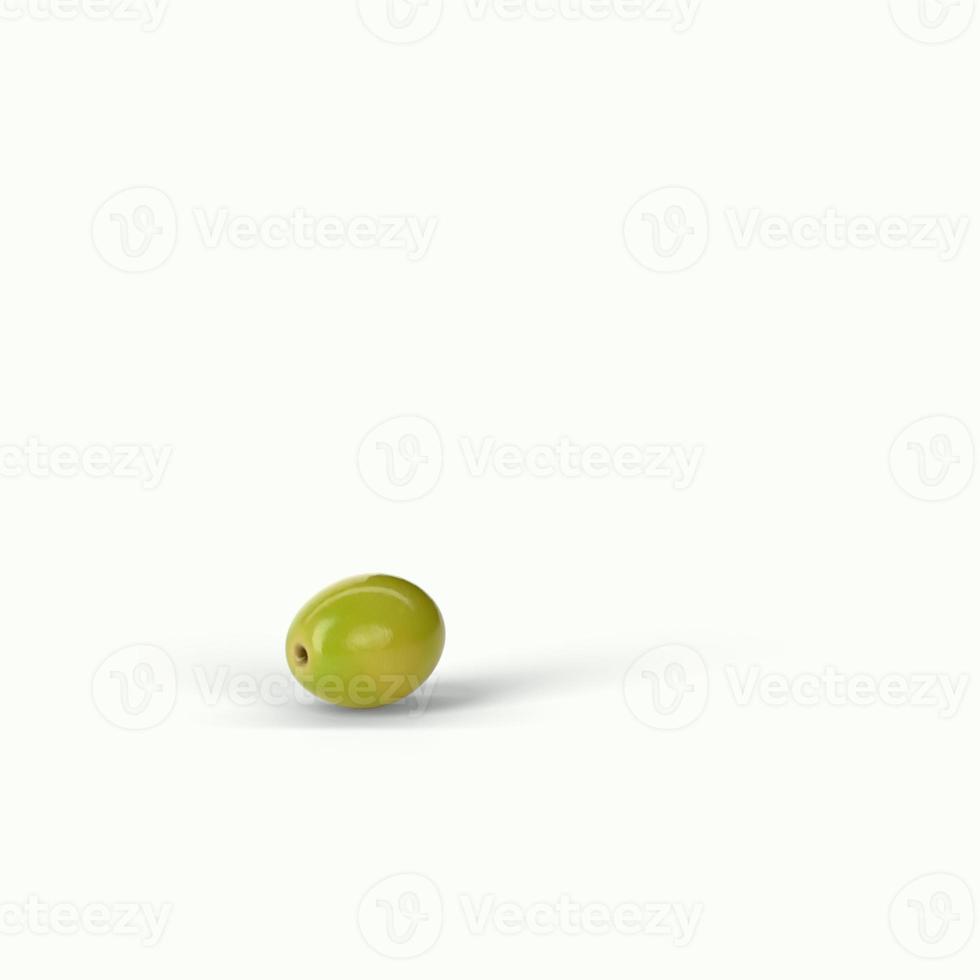 Realistic green olives on a branch isolated white background. 3d illustration, fit for your design project. photo
