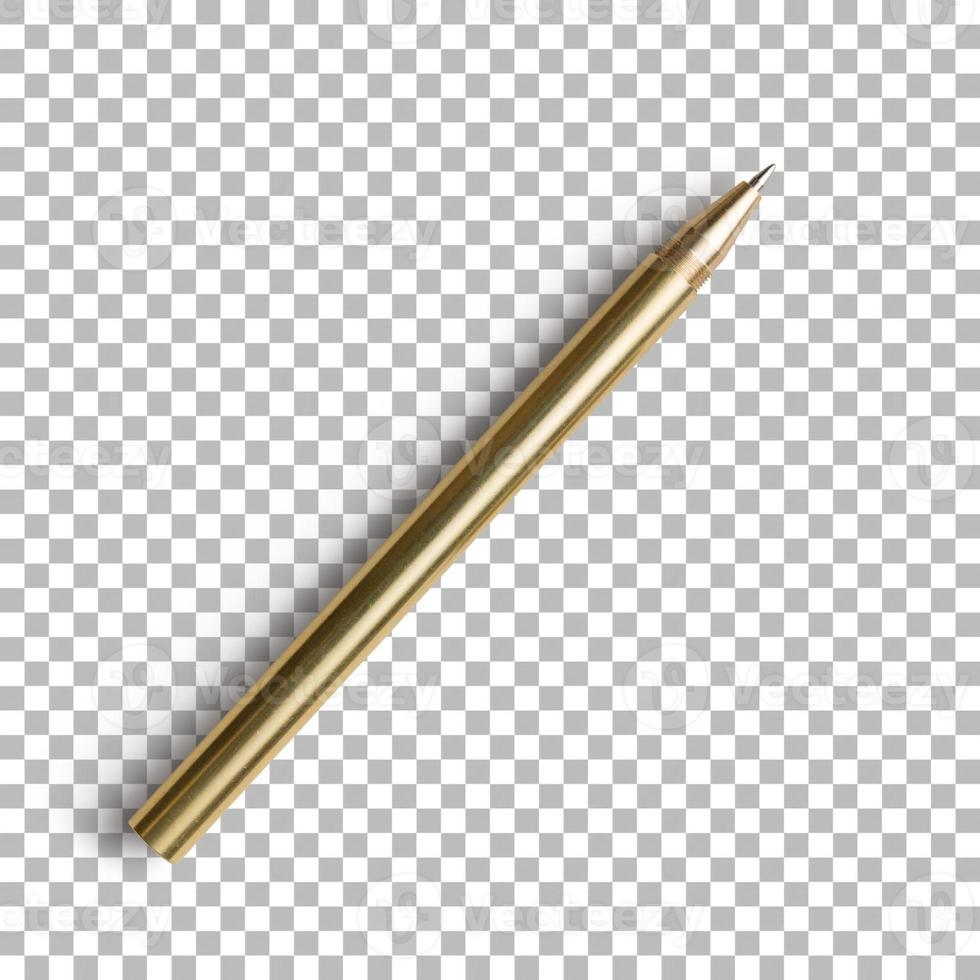 Isolated closeup of golden ballpen open photo