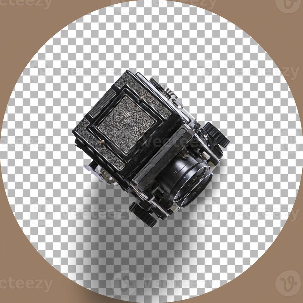 Close up view vintage analog camera isolated on transparent. photo