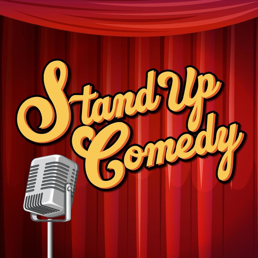 Stand up comedy banner with vintage microphone vector