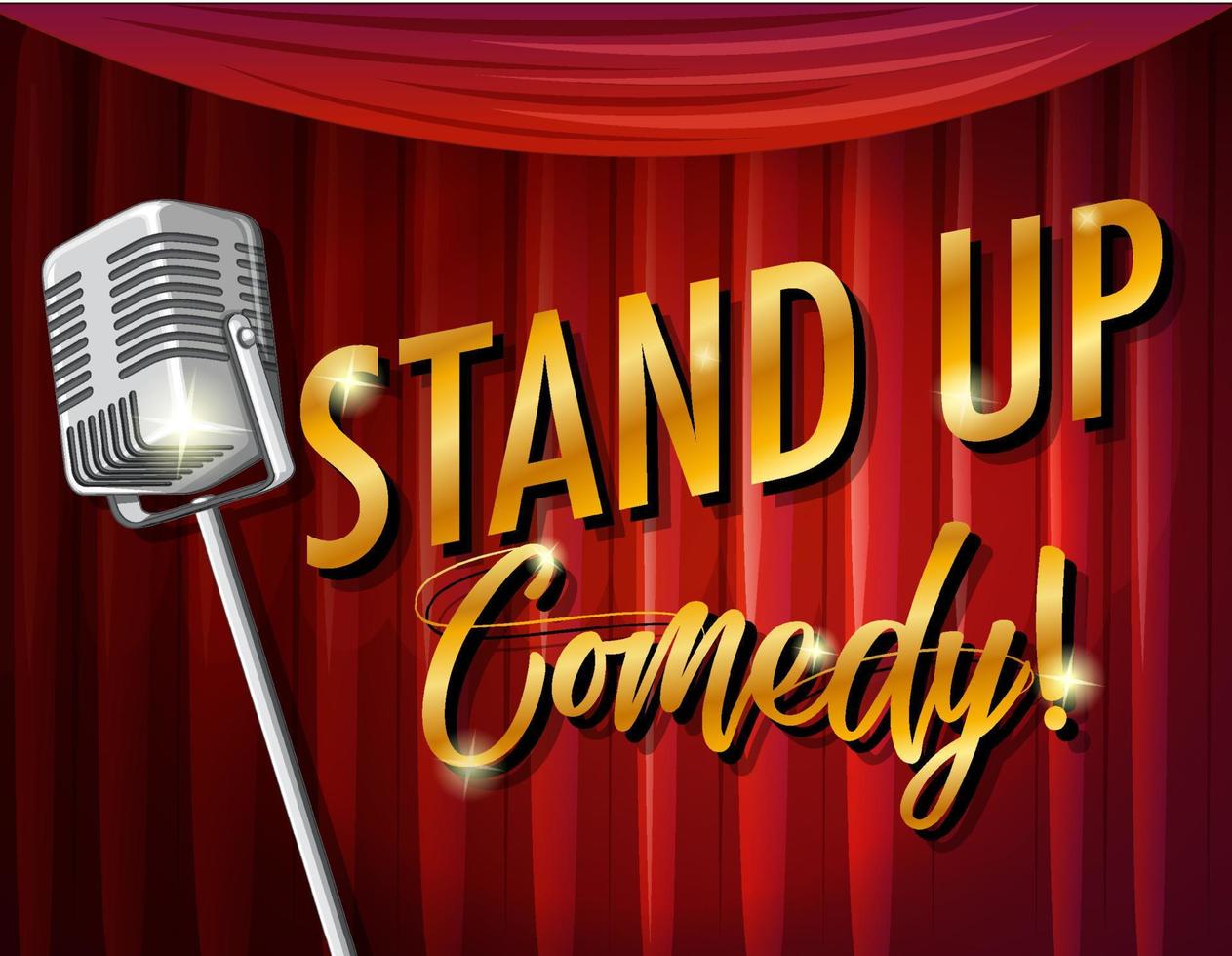 Stand up comedy banner con micrófono vintage vector