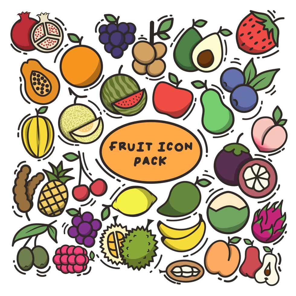 Fruit icon pack bundle vector illustration