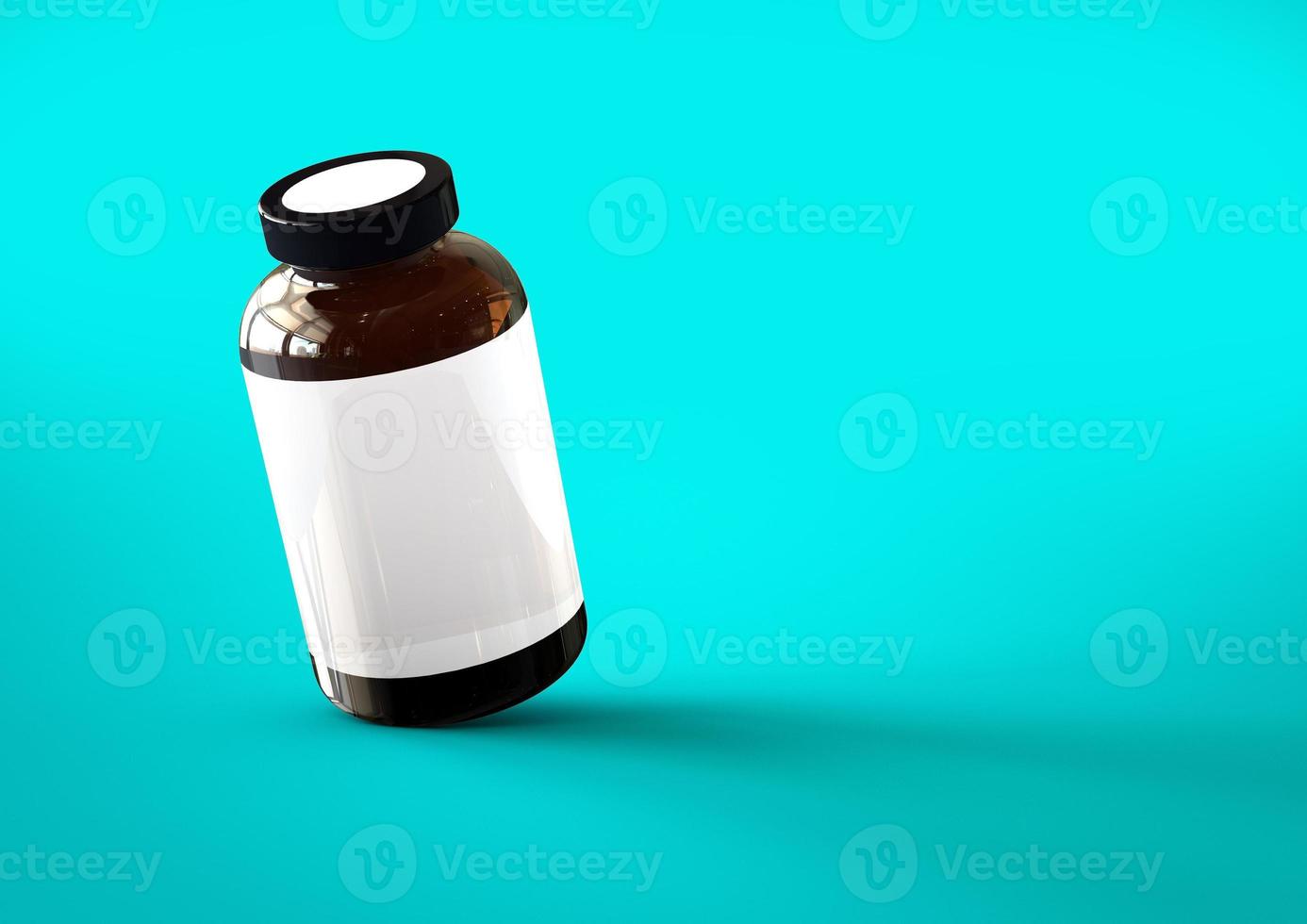 3D vitamins bottle isolated on blue toscha background. suitable for your design element. photo