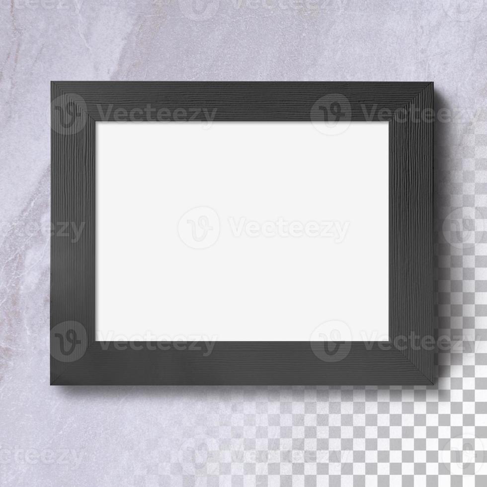 Isolated horizon blank photo frame on the wall