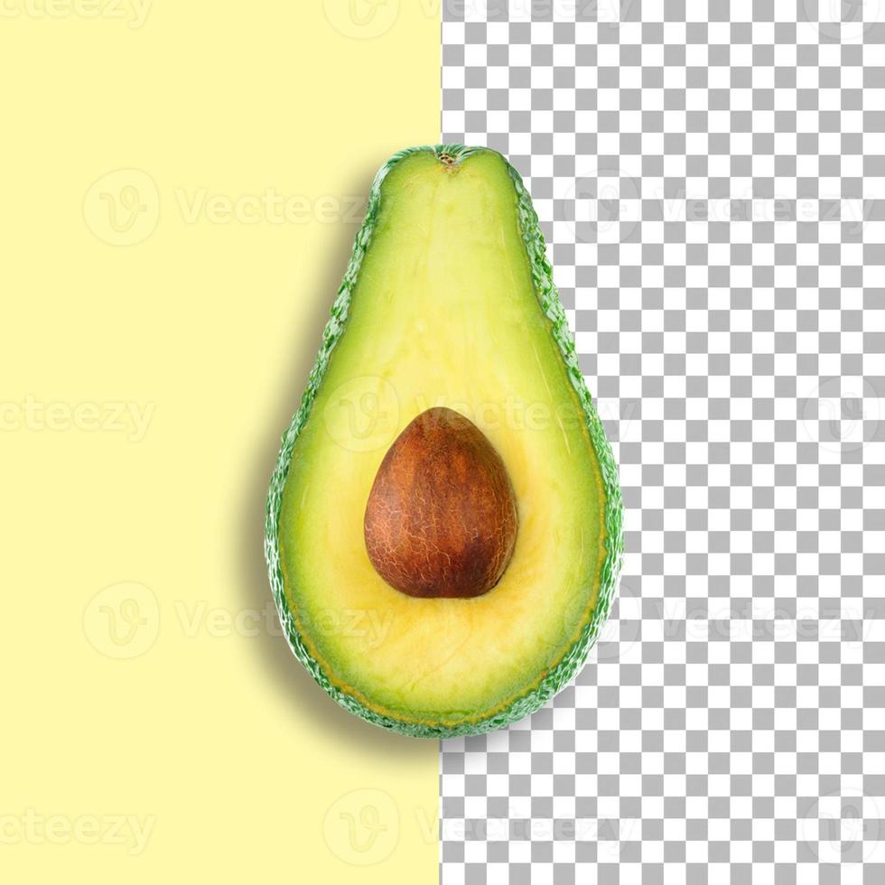 Cut Half Avocado with Seed on transparent background. photo