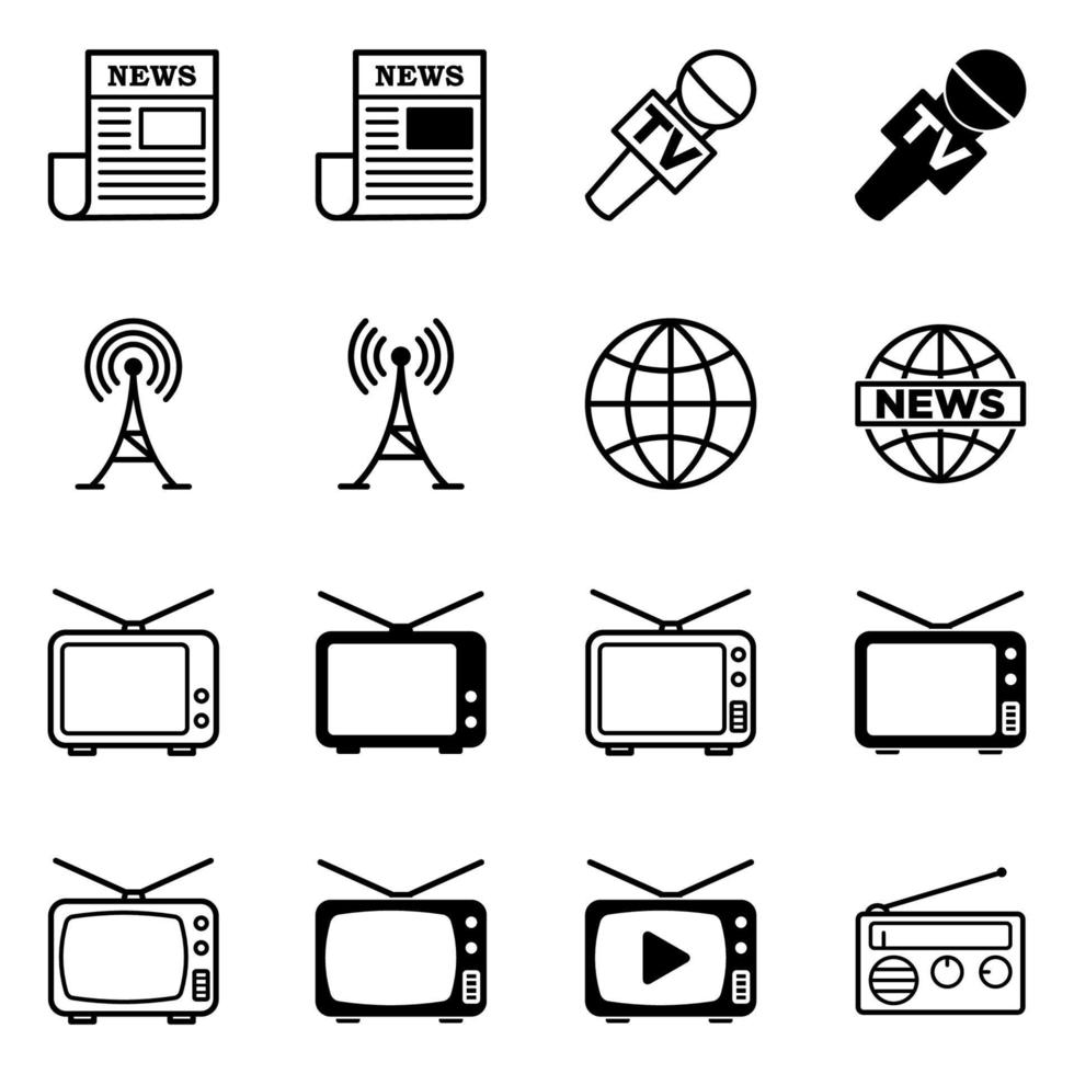 conjunto de iconos de medios plantilla de diseño vectorial en fondo blanco vector