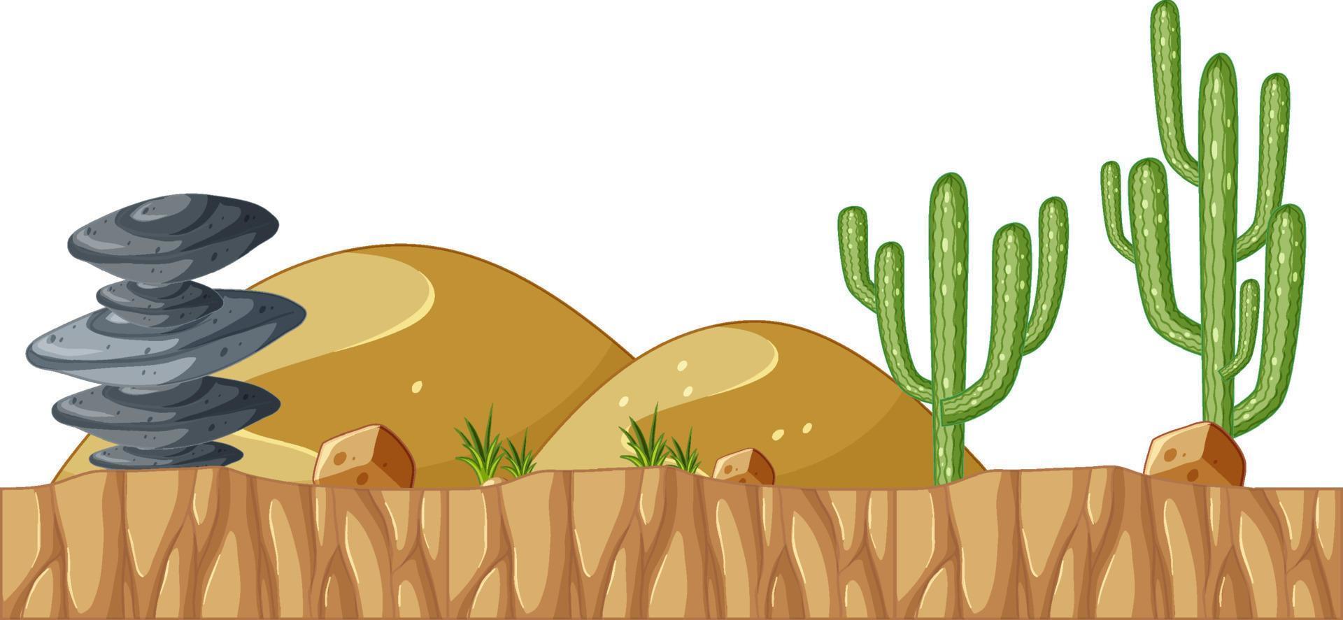 Saguaro cactus and stone on the ground vector