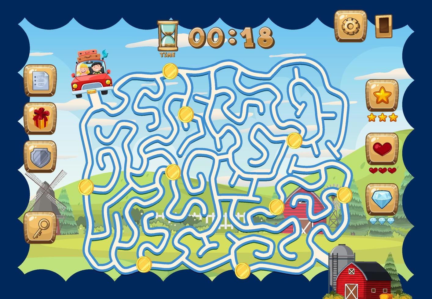 Maze game template for kid vector
