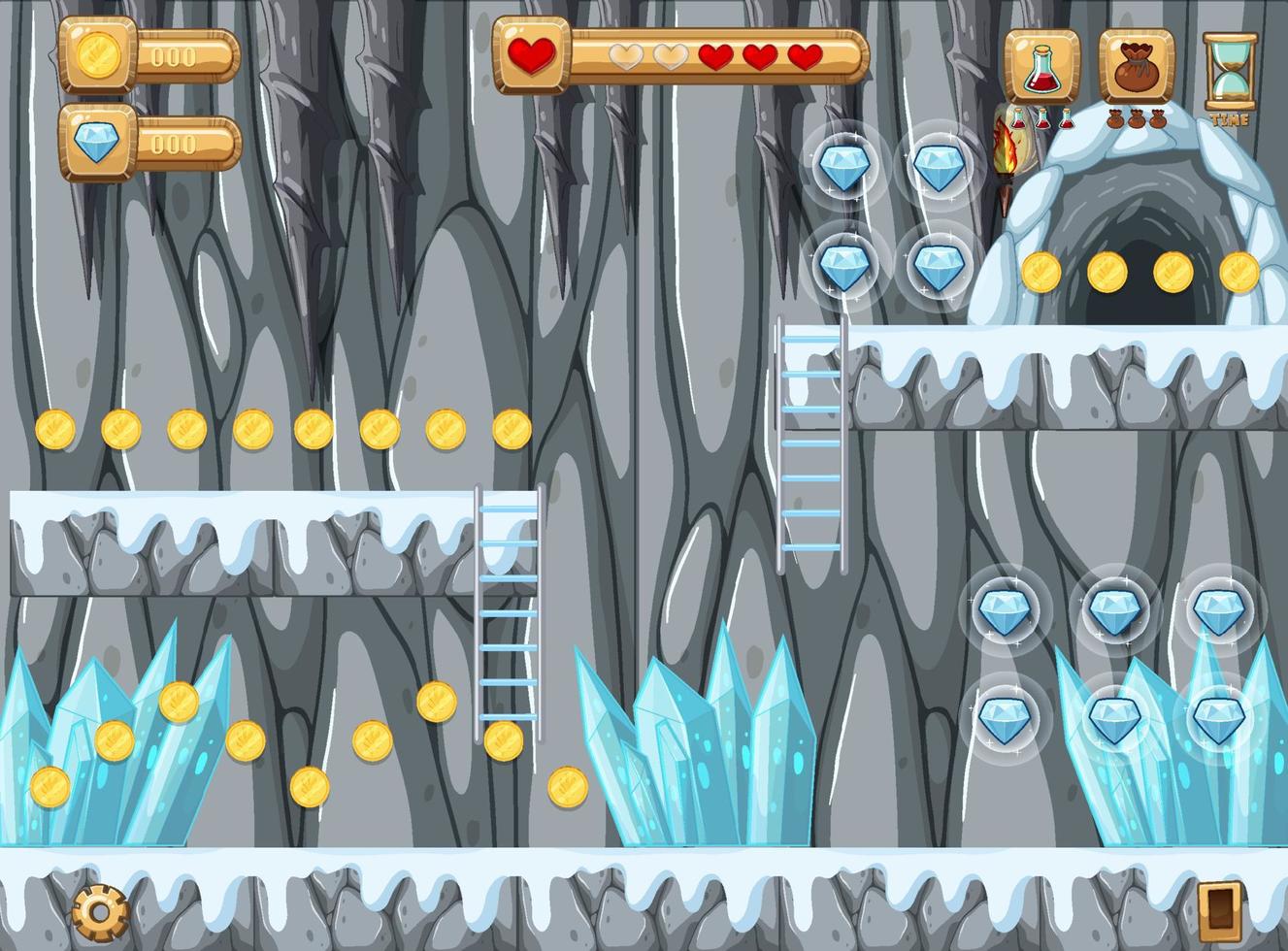 A Game Template Ice Cave Scene vector